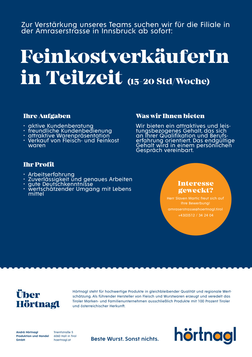 FeinkostverkäuferIn in Teilzeit