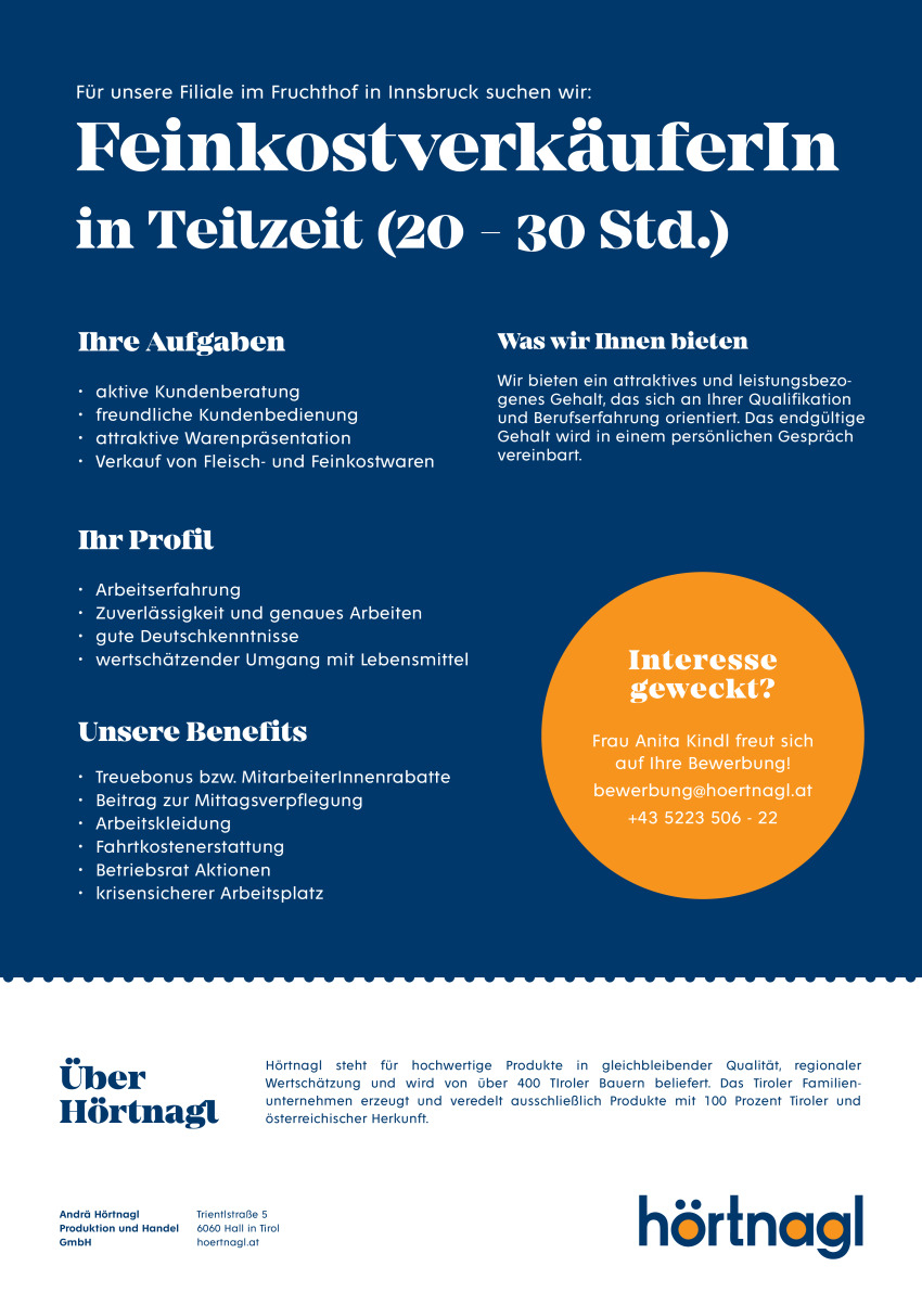 FeinkostverkäuferIn in Teilzeit